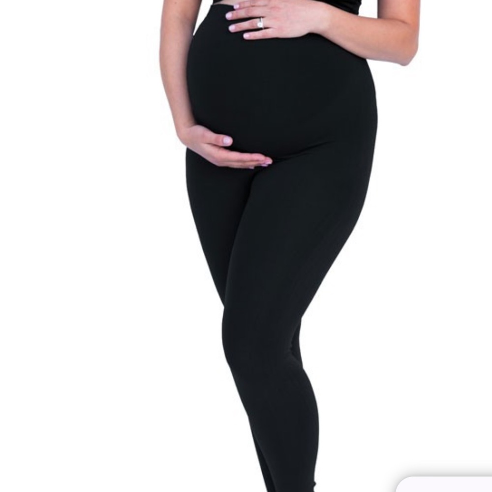 Black maternity belly bandit bump support Leggings